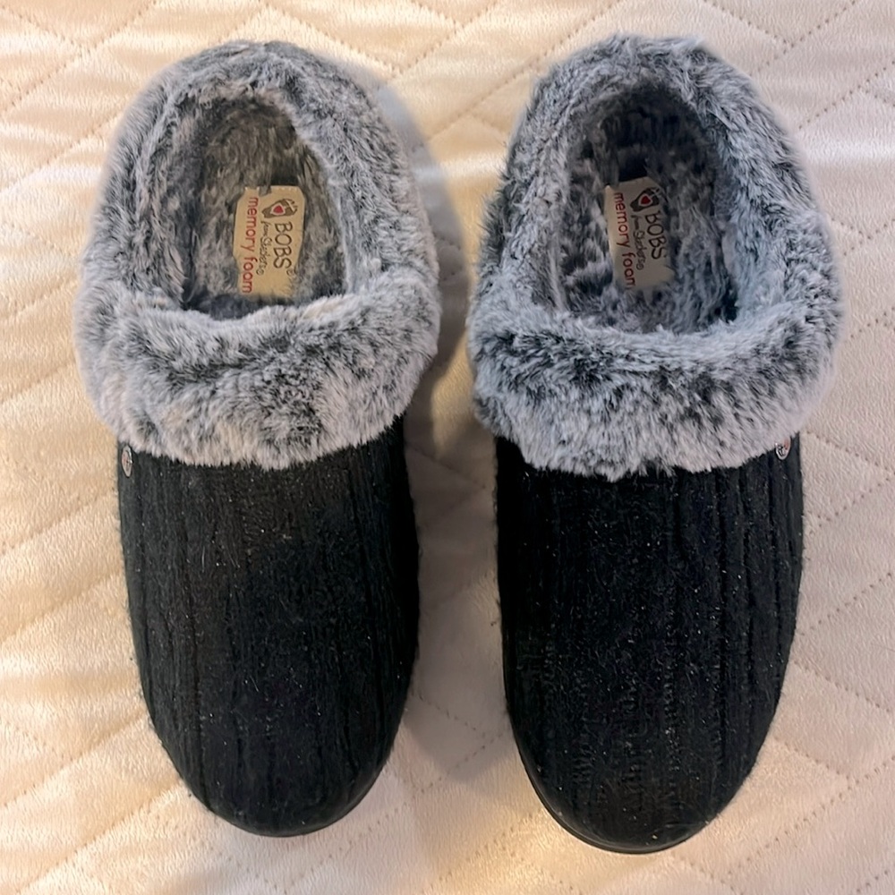 BOBS Skechers Fur Lined Mule Slippers, Sz 8